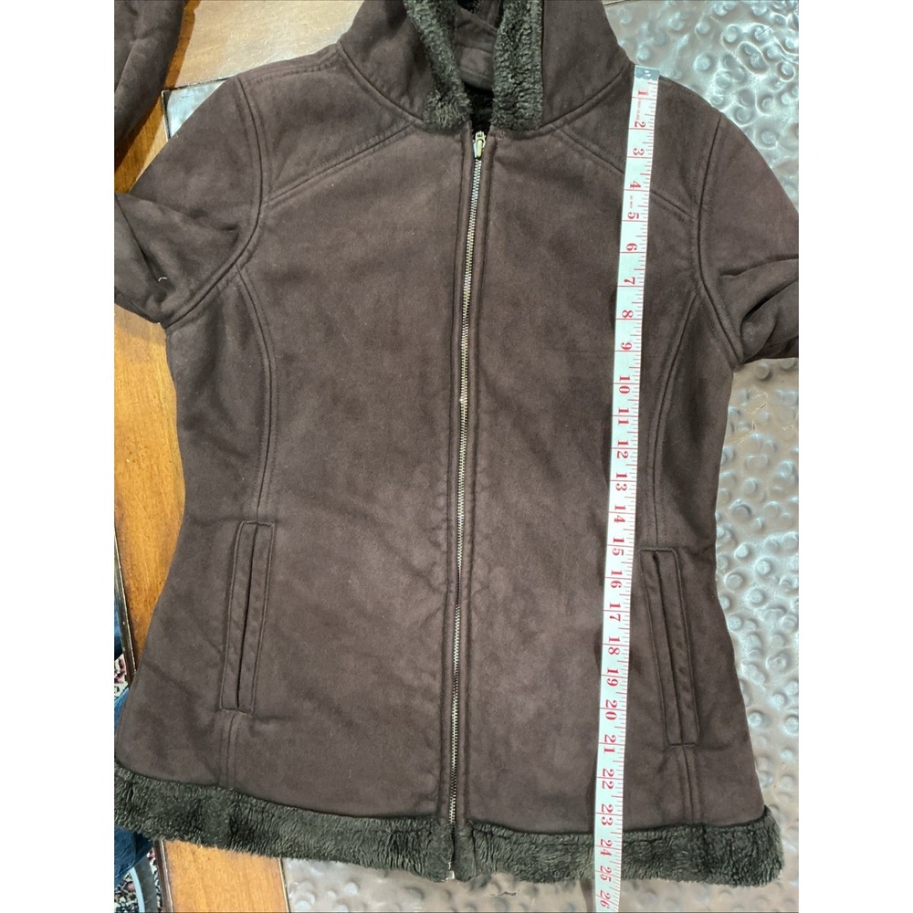 Faux Suede And Shearling Lined coat women Small, Dark Brown, Hooded, Classic - Picture 11 of 11
